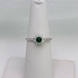 New Jadeite Flower S925 Ring Adjustable 5-11